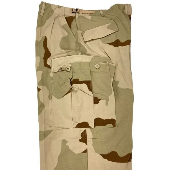 US Army Cargo Pants Men XL Green Camouflage Flat Front Drawstring Leg Button Fly - Picture 12 of 16